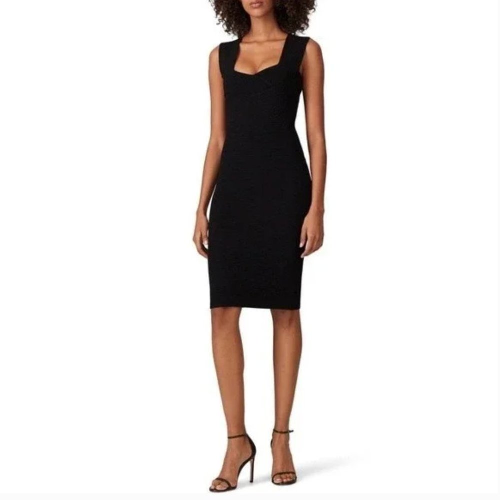 Milly Ottoman Fitted Knit Black Dress